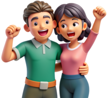 a couple having fun 3d png