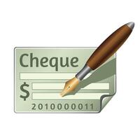 cheque icono en color. dinero bancario comprando vector