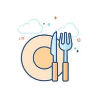 Dishes icon flat color style vector illustration