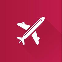 Airplane flat color icon long shadow vector illustration
