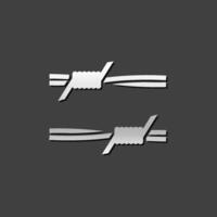 Barbed wire icon in metallic grey color style. Protection war danger sharp vector