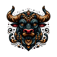 AI generated Illustration of a scary bull's head png