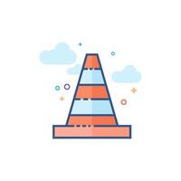 Traffic cone icon flat color style vector illustration