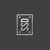 Solid state drive icon in metallic grey color style.Computer storage SSD vector