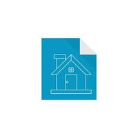 Blueprint icon in flat color style. Property house design mortgage vector