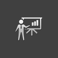 Businessman chart icon in metallic grey color style. Business presentation meeting vector