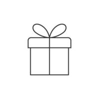 Gift box icon in thin outline style vector