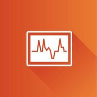 Heart rate monitor flat color icon long shadow vector illustration