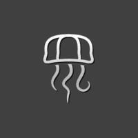 Jellyfish icon in metallic grey color style. Transparent animal ocean dweller vector