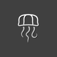 Jellyfish icon in metallic grey color style. Transparent animal ocean dweller vector