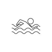 Man swimming icon in thin outline style vector