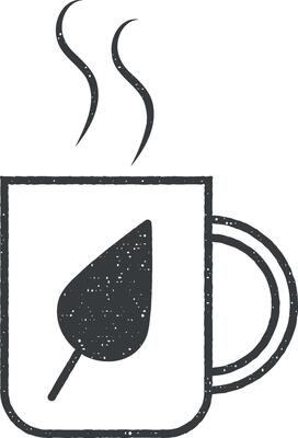 tea leaf outline icon vector illustration in stamp style