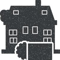 rebaja de un casa a un porcentaje icono vector ilustración en sello estilo