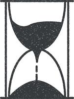 hourglass outline icon vector illustration in stamp style