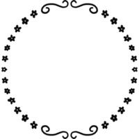 black circle frame. Wreath ring border. Isolated with transparent background png