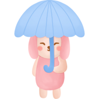 hand drawn rainy character clipart. watercolor style. isolated on transparent background png
