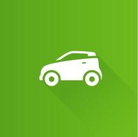 Green car flat color icon long shadow vector illustration