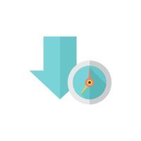 Download queue icon in flat color style. Data, file, hosting, clock vector