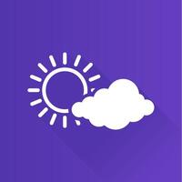 Weather forecast partly cloudy flat color icon long shadow vector illustration