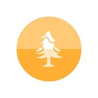 Pine tree icon in flat color circle style. Snow December season vector