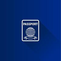 pasaporte plano color icono largo sombra vector ilustración