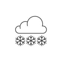 clima nublado nevando icono en Delgado contorno estilo vector