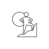 Rock climbing icon in thin outline style vector