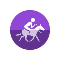 Horse riding icon in flat color circle style. Sport championship race training leisure animal ride vector