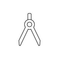 Drawing compass icon in thin outline style vector