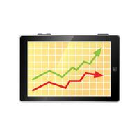 Arrow chart icon in color. Digital display tablet smart phone vector