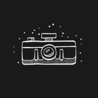 Panorama camera icon in doodle sketch lines. Landscape nature architecture photography lens vector