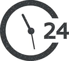 24 hora Servicio icono vector ilustración en sello estilo
