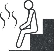 sauna contorno icono vector ilustración en sello estilo