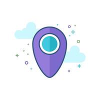 Pin location map icon flat color style vector illustration