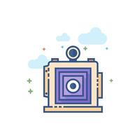 Large format camera icon flat color style vector illustration