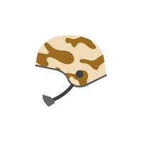 Military helmet icon in flat color style. Object army head protection safety bullet proof vector