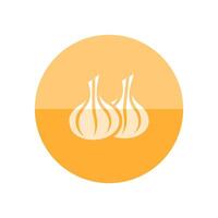 Garlic icon in flat color circle style. Food ingredient cooking organic vector