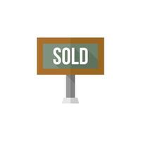 Sold out sign icon in flat color style. Property house home selling building mortgage vector