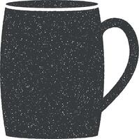 té taza vector icono ilustración con sello efecto