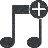 music plus vector icon illustration with stamp effect