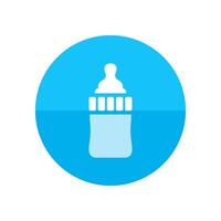 Milk bottle icon in flat color circle style. Baby toddler pacifier drinking comforter vector