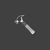 Hammer icon in metallic grey color style. Construction work tool carpenter vector