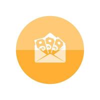 Money envelope icon in flat color circle style. Finance wealth banking vector