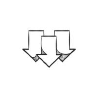 Hand drawn sketch icon multiple down arrow vector