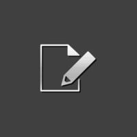 Document edit icon in metallic grey color style. Office internet forum post vector