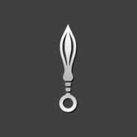 Knife icon in metallic grey color style. Weapon assault danger dagger vector