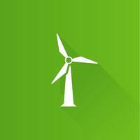 Wind turbine flat color icon long shadow vector illustration