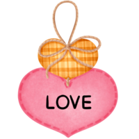 Valentines day hanging tag heart shaped with pink color and love clipart. png