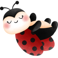 Playful ladybug watercolor clipart, Adorable baby animal illustration, Love bug. png