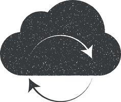 cloud synchronization vector icon illustration with stamp effect